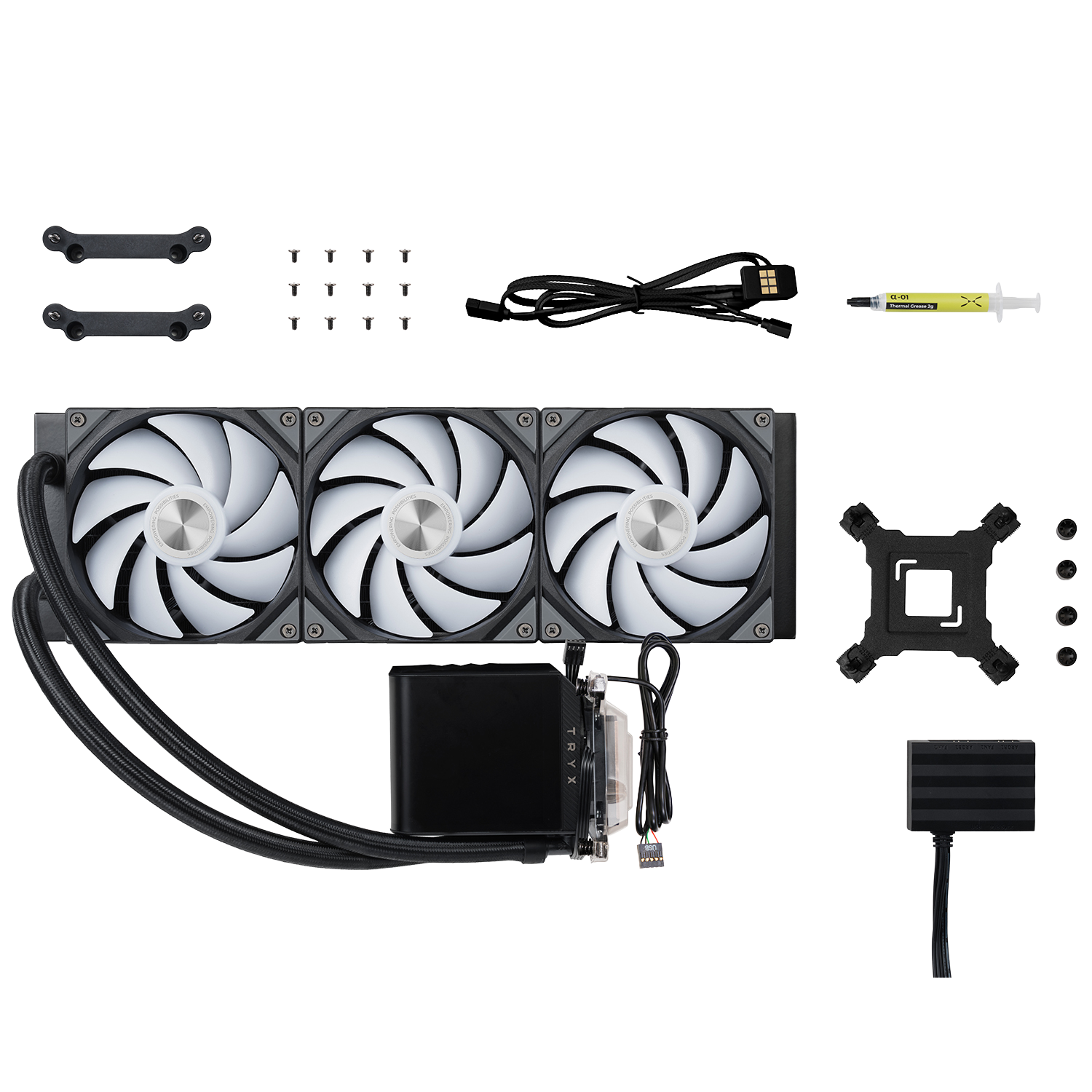 クラシック 3CD-R Electronic Panorama TRYX PANORAMA ARGB 360mm AiO Liquid CPU Cooler in Black - CCL